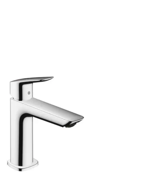 Einhebel-Waschtischmischer aus Chrom von Hansgrohe mit flacher Auslaufkante und Bedienhebel, geeignet für moderne Badezimmereinrichtungen.